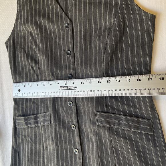 VINTAGE Hillard & Hanson Women Dress 10 Gray Striped Shirt Dress Classic Button - Picture 6 of 11